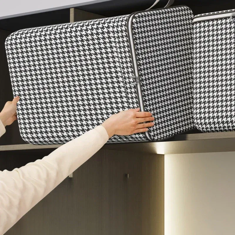 Color: Sky blue - 1Pcs Foldable Clothes Organizer Clothes Storage Bags Large Capacity Quilt Moving Box Tote Bag Dustproof Clothing Wardrobe Home