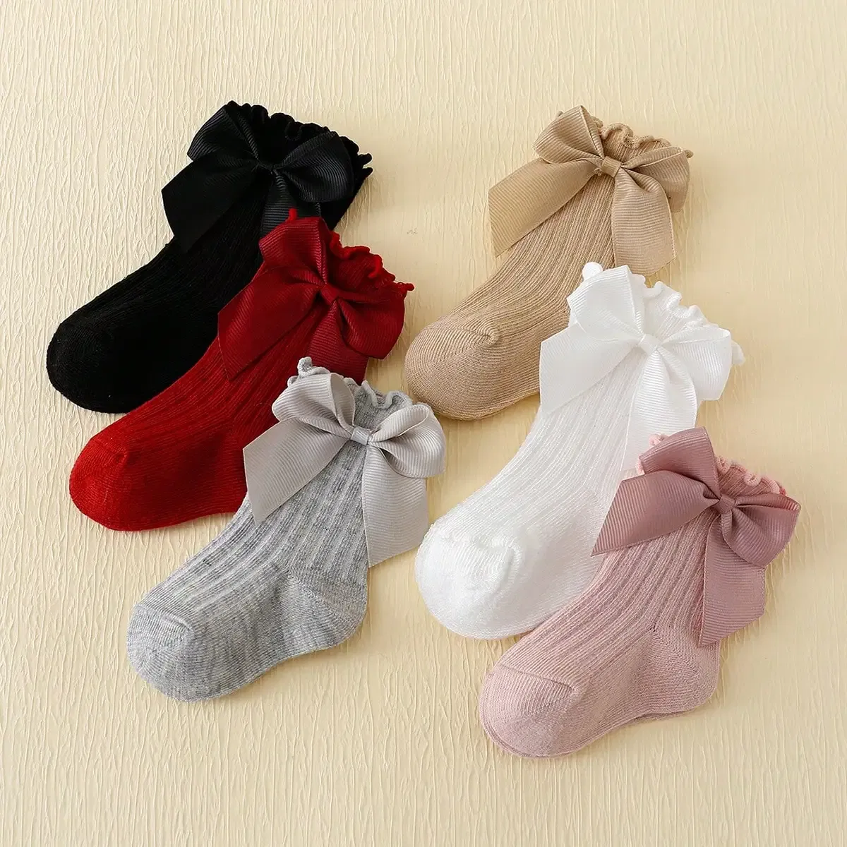 Color: MULTI, Size: 2-3T - 6 pairs of Rowan Bow lace baby bubble mouth socks