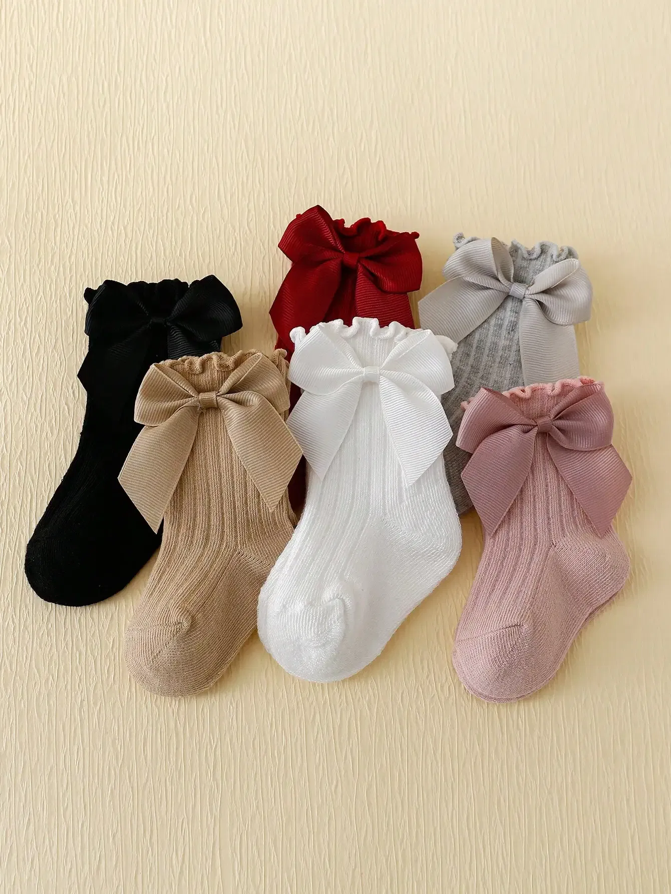 Color: MULTI, Size: 2-3T - 6 pairs of Rowan Bow lace baby bubble mouth socks