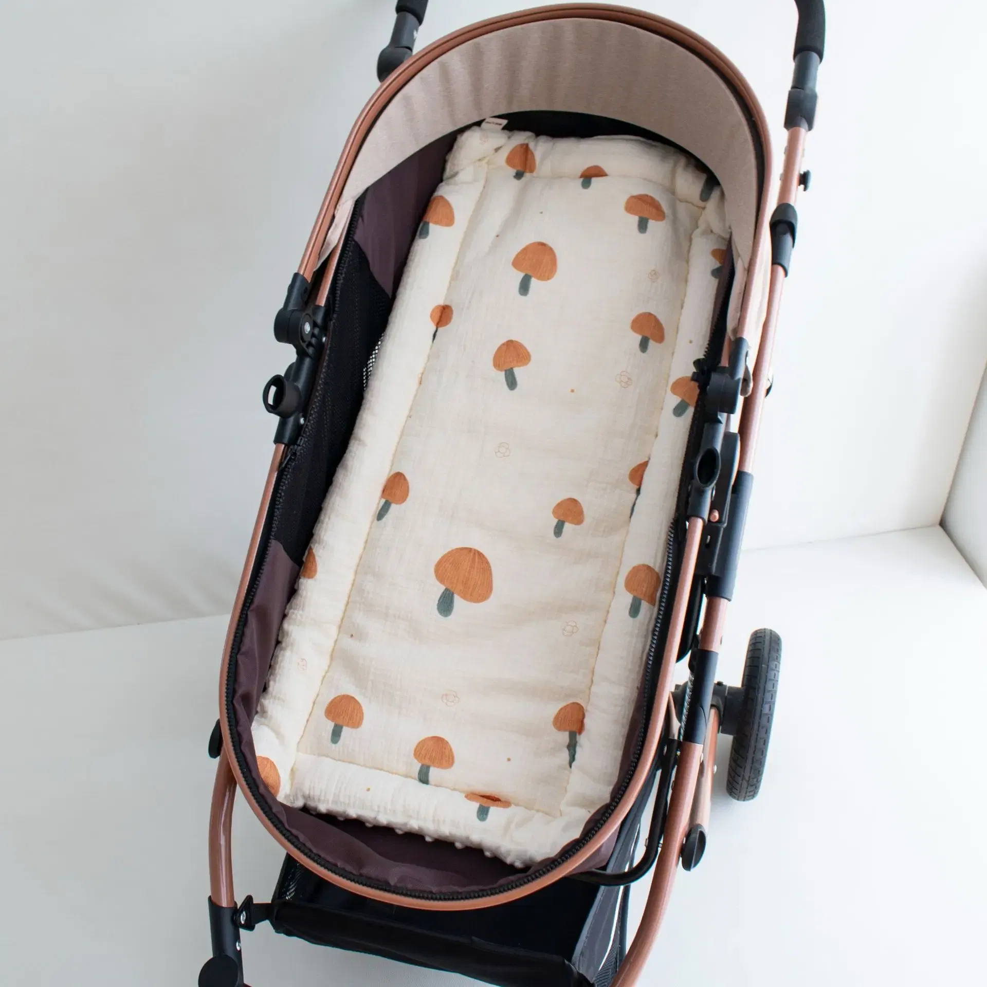 Color: Orange - Baby Stroller Seat Cushion Soft Mattress Kids Pushchair Car Mat Stroller Accessories