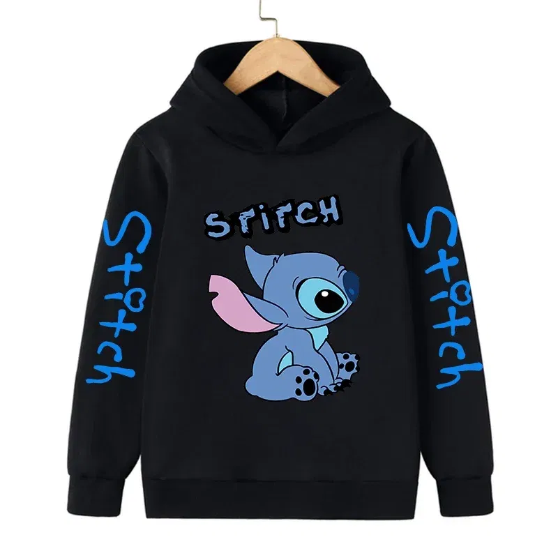 Color: WHITE, Size: 25cm - New in Cool Stitch Hoodie Children Cartoon Clothes Kid Girl Boy Lilo and Stitch Sweatshirt Manga Hoody Baby Casual Top