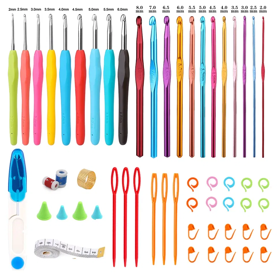 Color: Dark Green - KRABALL Crochet Knitting Hooks Set Needle DIY Handmade Sewing Knit Tool Accessories Set for Sweater DIY Craft Scarf Weaving