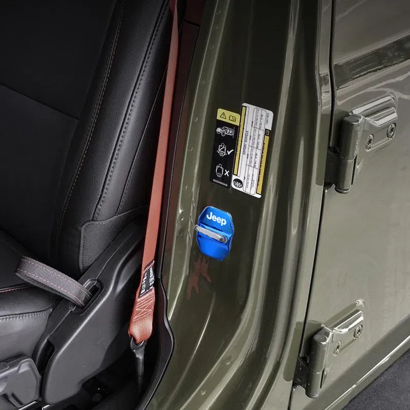 Color Name: Red - 4Pcs Car Door Lock Cover Stainless Steel Protection Accessories For Jeep Wrangler Renegade Compass Grand Cherokee Patriot