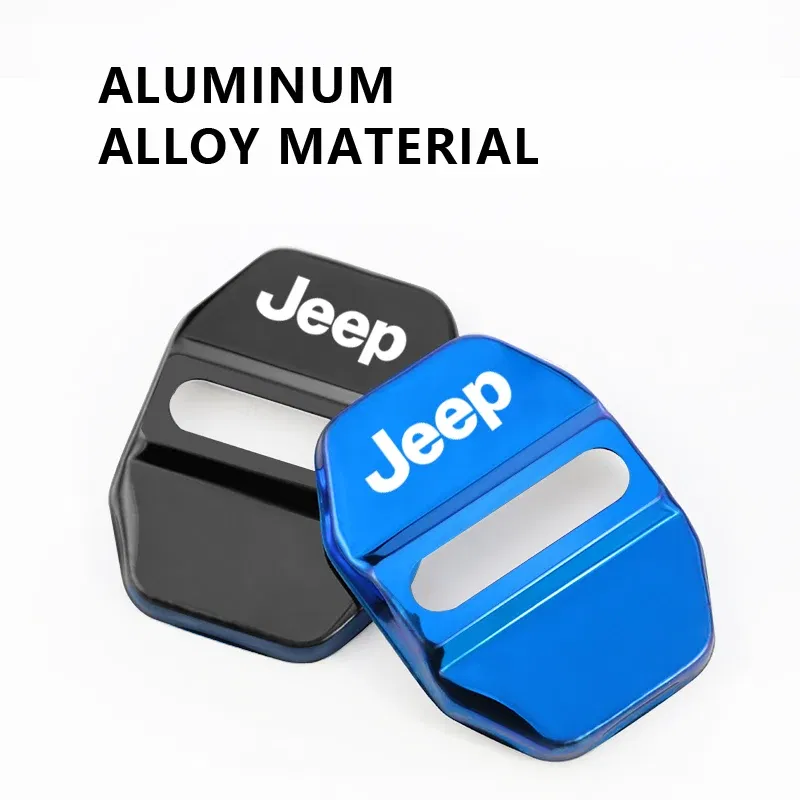 Color Name: Red - 4Pcs Car Door Lock Cover Stainless Steel Protection Accessories For Jeep Wrangler Renegade Compass Grand Cherokee Patriot