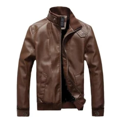 Men's Stand Collar Vintage Leather Jacket