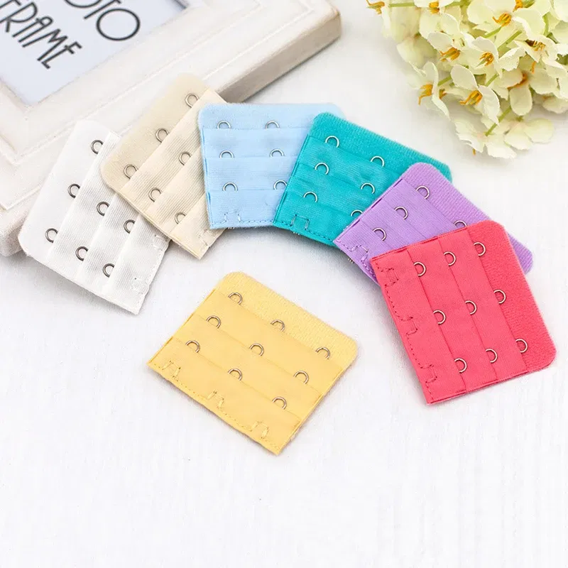 Color: Gold - 3Pcs 5cm Back Bra Extender Clip Extension 3 Row 3 Button Bra Strapless Extensions Women's Underwear Expander Bra Lengthen Hook