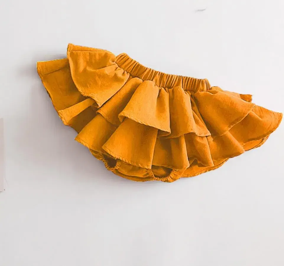 Color: Yellow, Kid Size: 3M - Double Layers Ruffles Lace Baby Skirt Pants Summer Cotton Linen Kids Pettiskirt Toddler Dancing Wedding Clothing Tutu Skirt