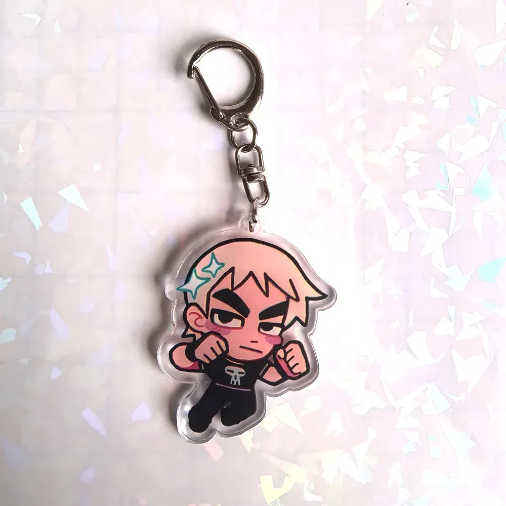 Color: green, Size: 6 cm - Crooked boy Scott Pilgrim Takes Off acrylic keychain birthday gift for boys and girls