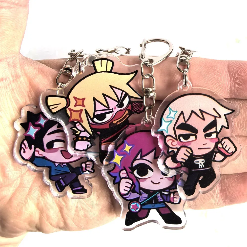 Color: green, Size: 6 cm - Crooked boy Scott Pilgrim Takes Off acrylic keychain birthday gift for boys and girls