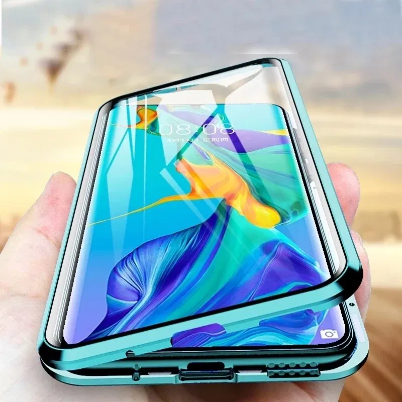Color: black, Bundle: Case & Screen Protector, Material: Nylon - 360 Full Protection Metal Magnetic Case For Honor X9b X6 X8A 5G X9 4G X9A 5G Double-Sided Glass Transparent Cover Cases