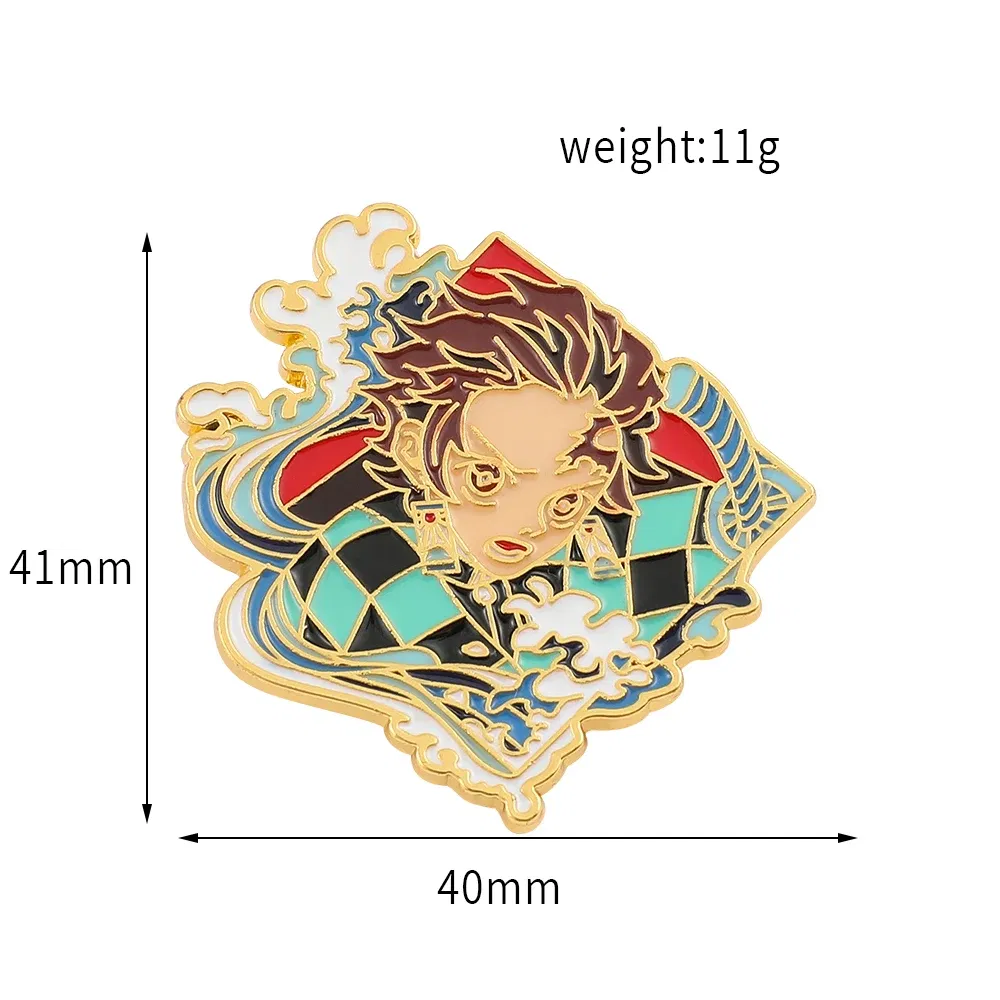 Metal color: Rhodium Plated, Ships From: CHINA - Anime Demon Slayer Figure Enamel Pins KamadoTanjirou Metal Badge Brooch for Jacket  Accessories for Fans Gifts