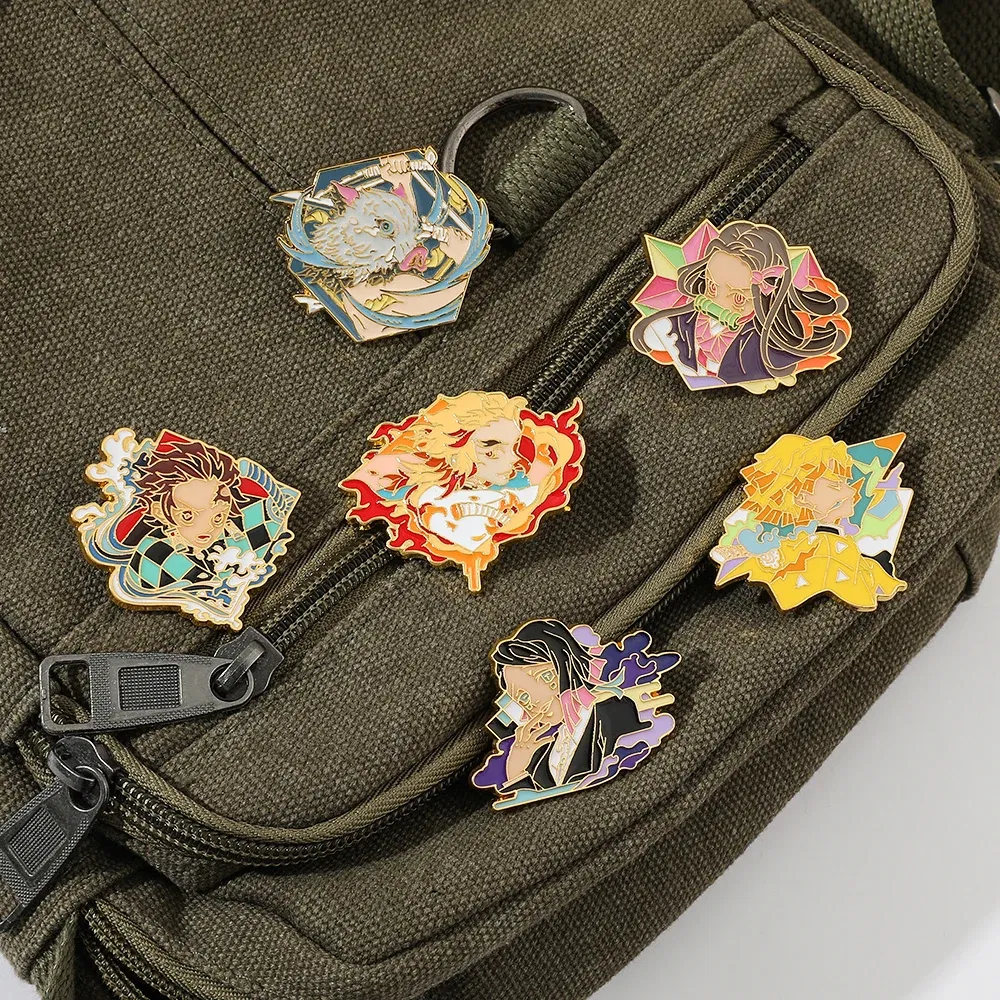 Metal color: Rhodium Plated, Ships From: CHINA - Anime Demon Slayer Figure Enamel Pins KamadoTanjirou Metal Badge Brooch for Jacket  Accessories for Fans Gifts