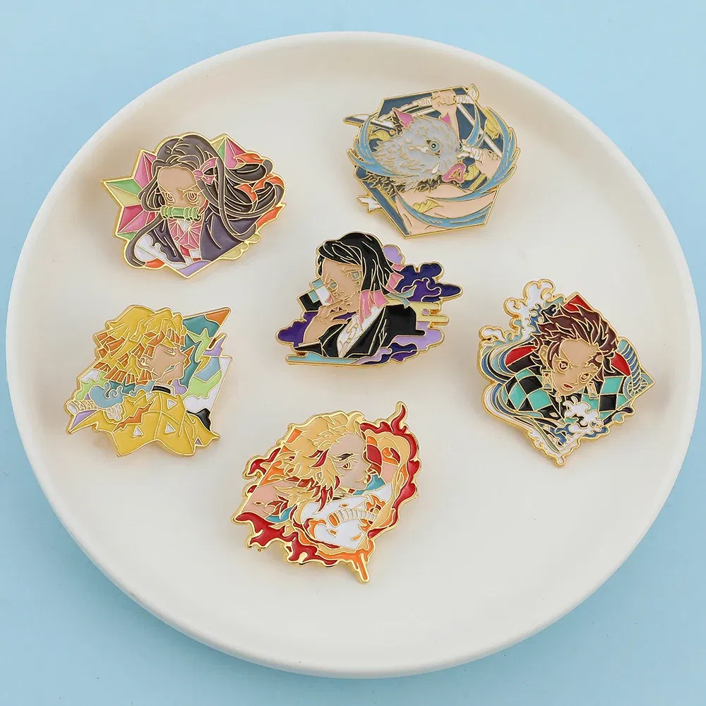 Metal color: Rhodium Plated, Ships From: CHINA - Anime Demon Slayer Figure Enamel Pins KamadoTanjirou Metal Badge Brooch for Jacket  Accessories for Fans Gifts