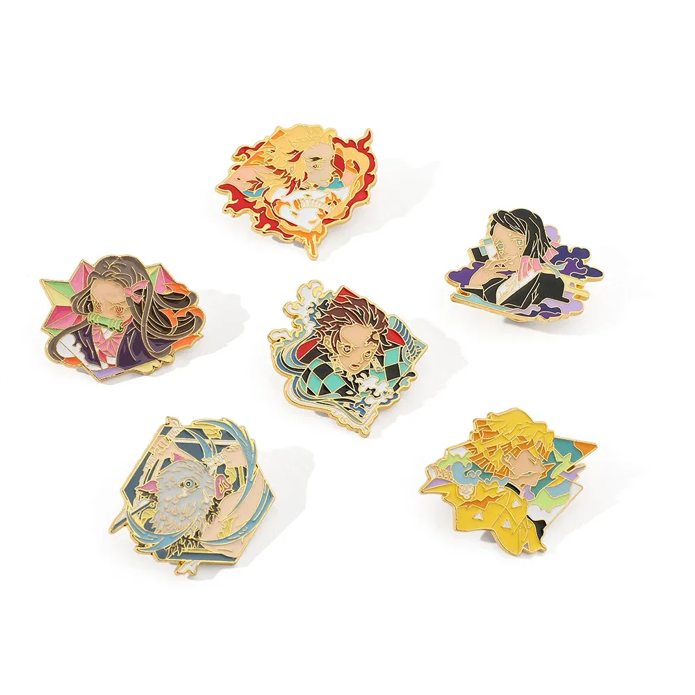 Metal color: Rhodium Plated, Ships From: CHINA - Anime Demon Slayer Figure Enamel Pins KamadoTanjirou Metal Badge Brooch for Jacket  Accessories for Fans Gifts