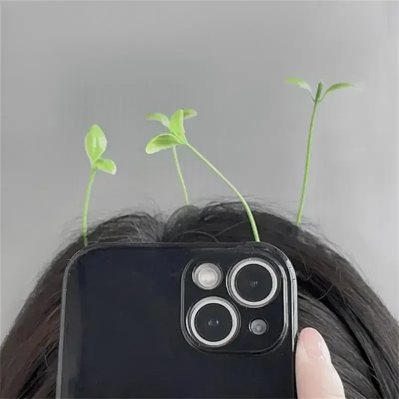 Color: GRAY, Size: XXS - Cute Artifacts Funny Little Bean Sprouts with Grass Growing on Their Heads Sprouting Grass Hair Clips Cute Bean Sprout Clips