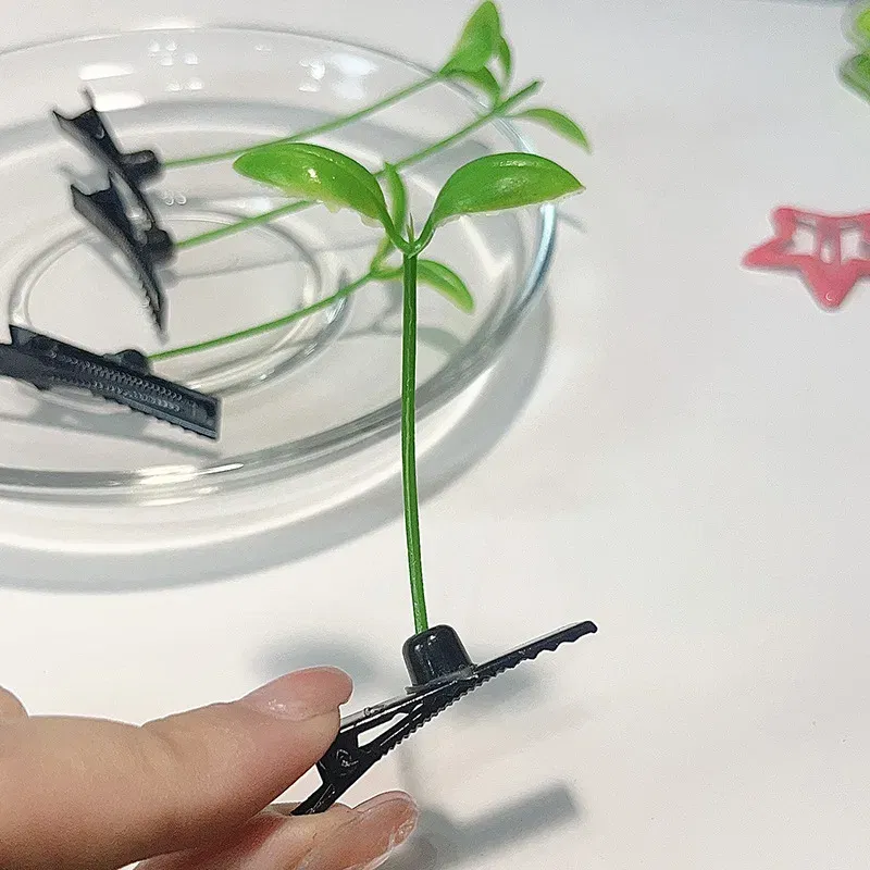 Color: GRAY, Size: XXS - Cute Artifacts Funny Little Bean Sprouts with Grass Growing on Their Heads Sprouting Grass Hair Clips Cute Bean Sprout Clips