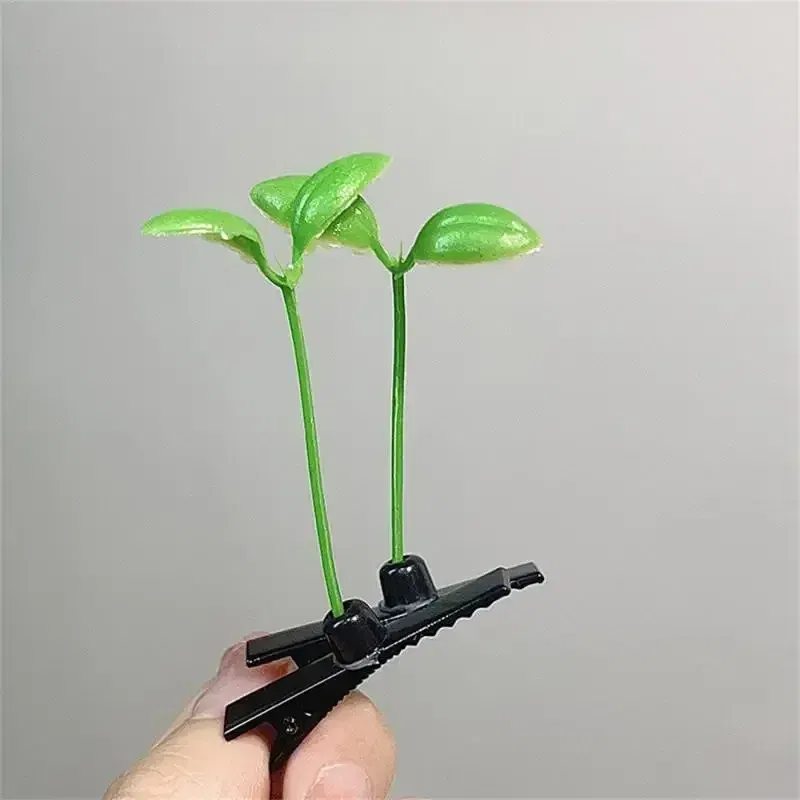 Color: GRAY, Size: XXS - Cute Artifacts Funny Little Bean Sprouts with Grass Growing on Their Heads Sprouting Grass Hair Clips Cute Bean Sprout Clips