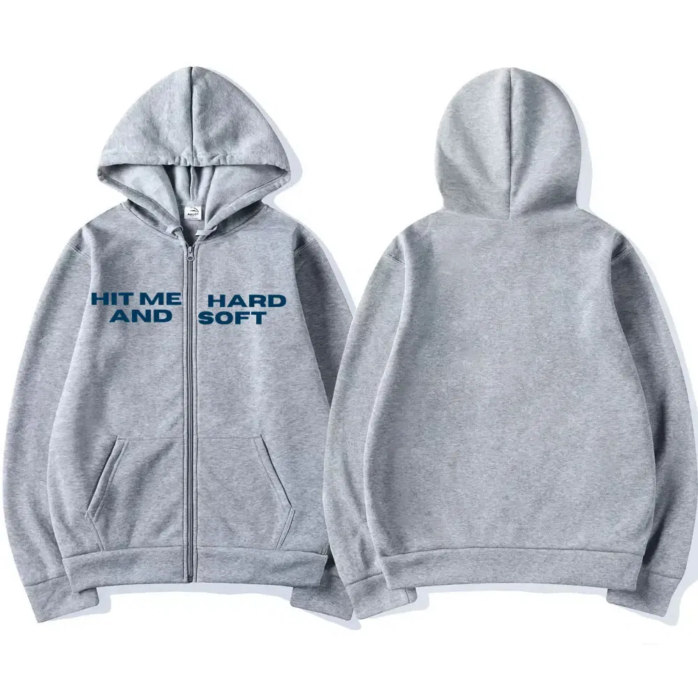 Color: Navy Blue?€ AE existing skus?‰, Size: L - Hit Me Hard and Soft 2025 Tour Zipper Hoodies Men Women Harajuku Pullovers Fashion Hip Hop Zip Up Sweatshirts Jackets Fans Gift
