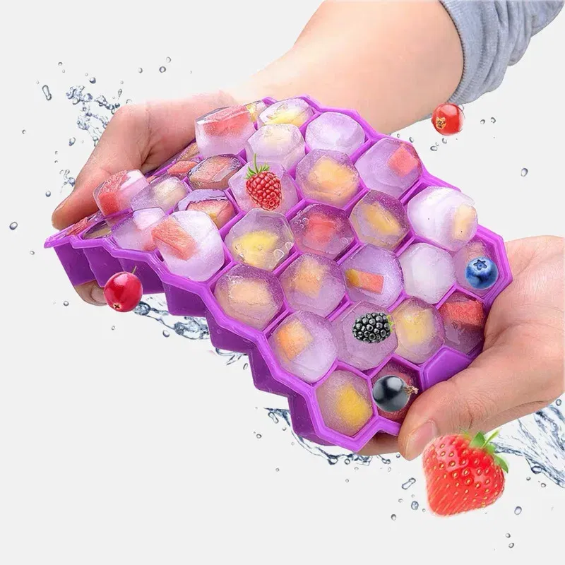 Color: Red, Size: M - 4/2/1PCS Silicone Ice Cube Mold 148 Cube Large-capacity Ice Trays Food Grade Ice Maker BPA Free Reusable Ice Maker with Lids