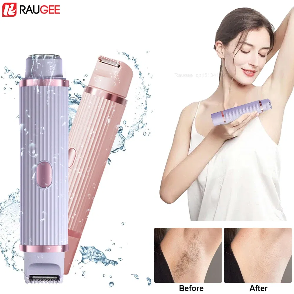 Color: PURPLE - Women Epilator Dual Head Facial Electric Razor Body Shaver for Shaving Bikini Trimmer Area Leg Waterproof Female Hair Removal