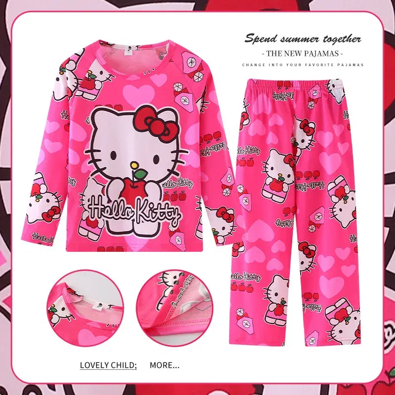 Color: Rose Red, Kid Size: 7 - 2pcs/set New Children Pyjamas Minnie Elsa Duck Cartoon Girls Sets Kid Home Wear boys and girls Travel Casual Sleepwear Suit