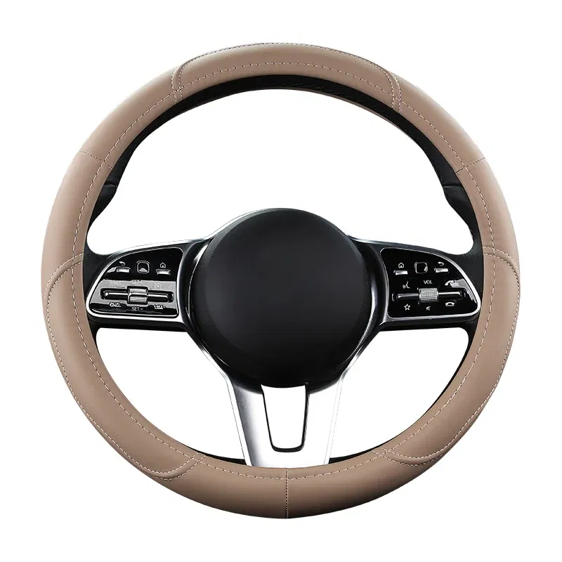 Color Name: Green - Car Anti-Slip Leather Steering wheel Cover Universal car Steering Wheel Protective Cover Fashion Style 38cm Pink
