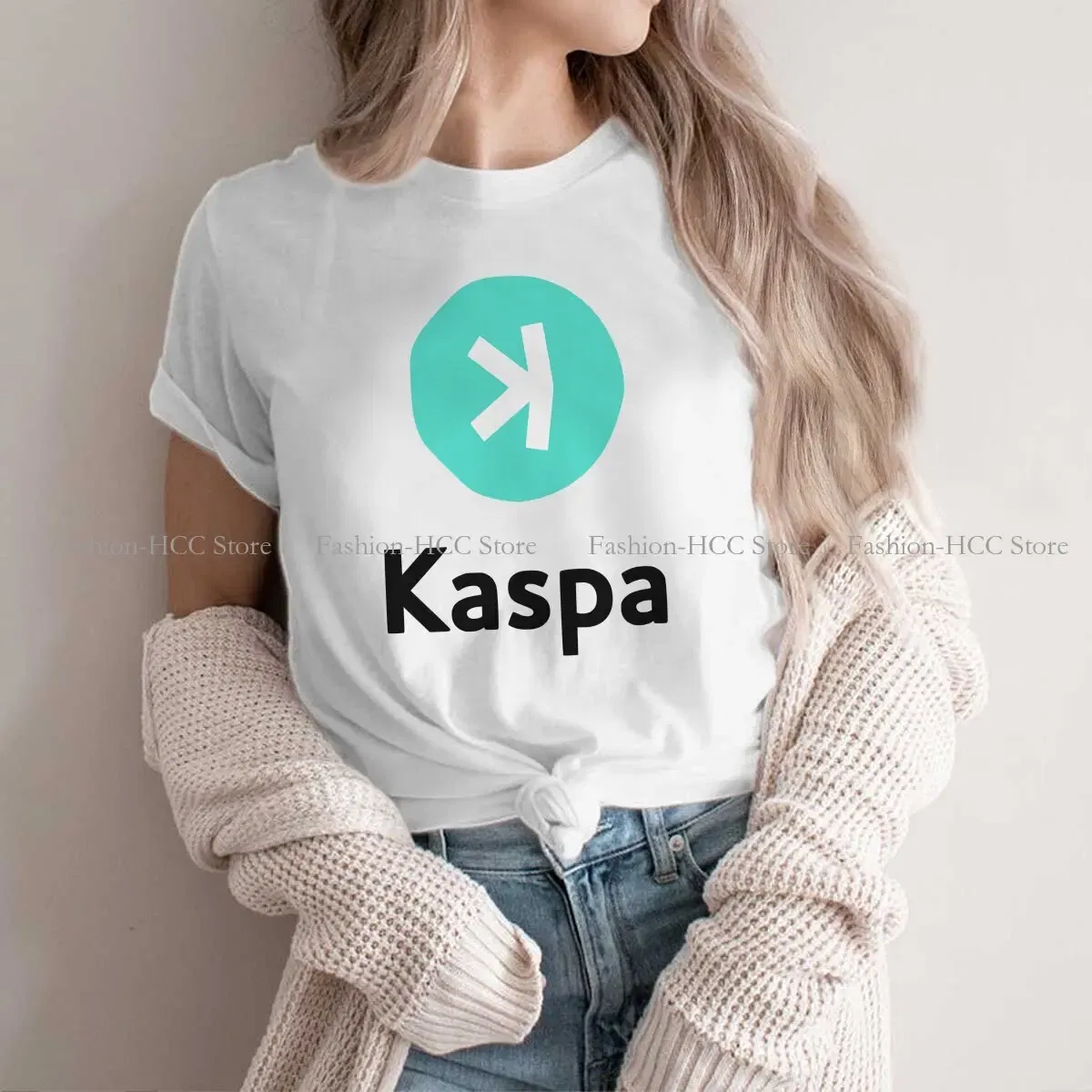Color: WHITE, Size: L - Kaspa Kas Special Polyester TShirt Bitcoin Top Quality New Design Gift Clothes  T Shirt Stuff