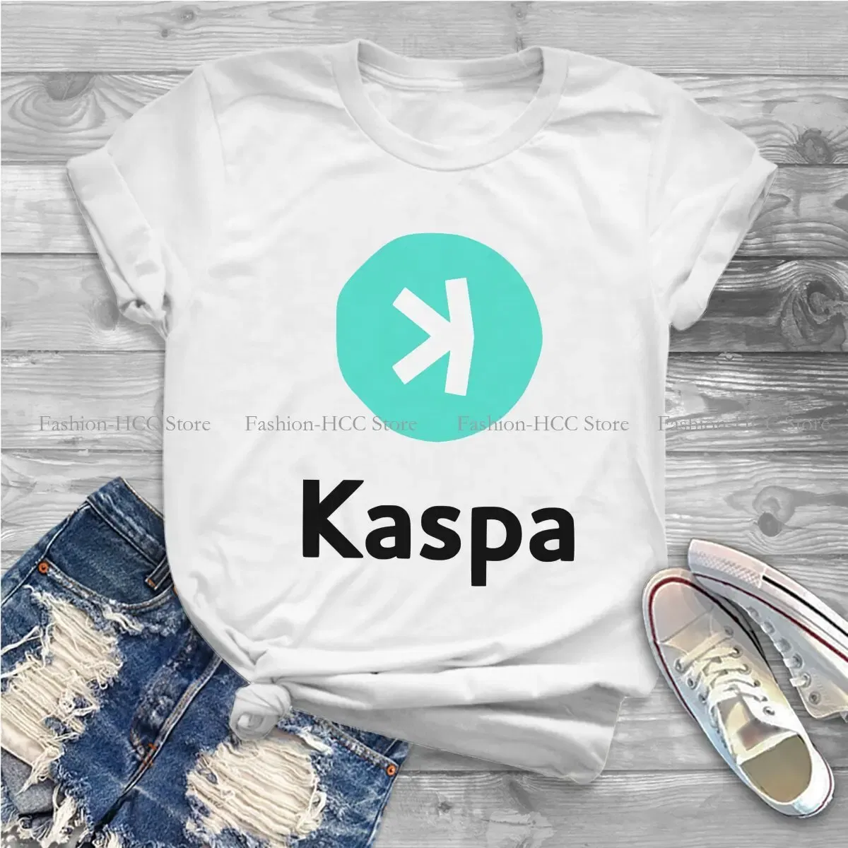 Color: WHITE, Size: L - Kaspa Kas Special Polyester TShirt Bitcoin Top Quality New Design Gift Clothes  T Shirt Stuff