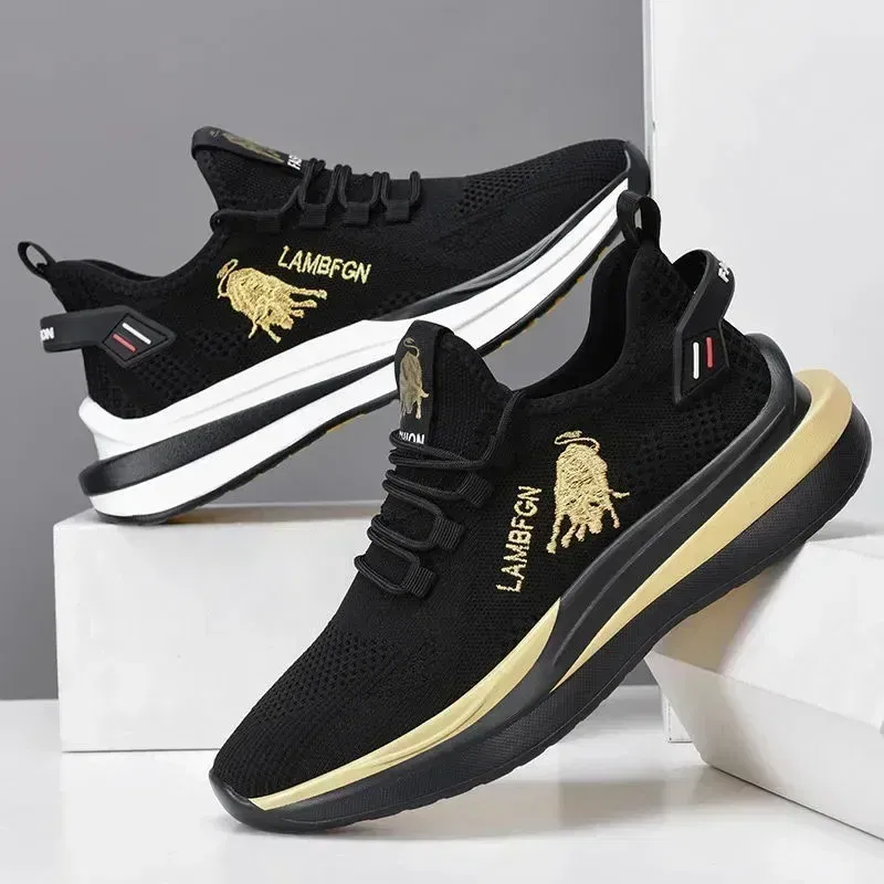 Color: Blue, Shoe Size: 44 - 2024 Men's Sports and Casual Shoes Summer Fashion New Shoes Round Toe Black Spring Men's Shoes