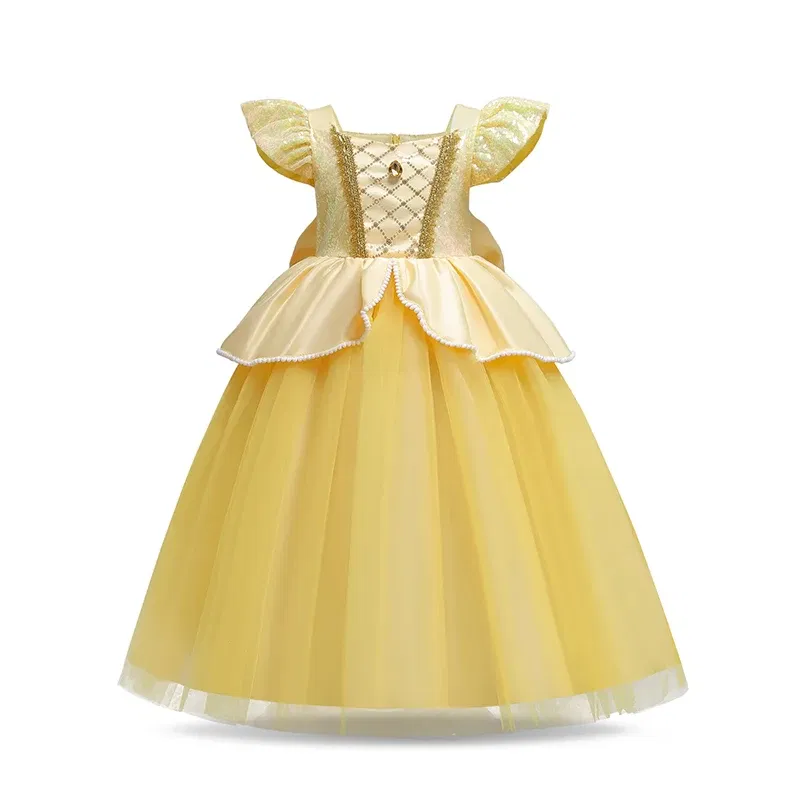 Color: PURPLE, Kid Size: 4T - Disney Deluxe Elegant Rapunzel Princess Ball Gown Fancy Birthday Party Dress Cinderella Vestidos Costume Play Carnival Apparel