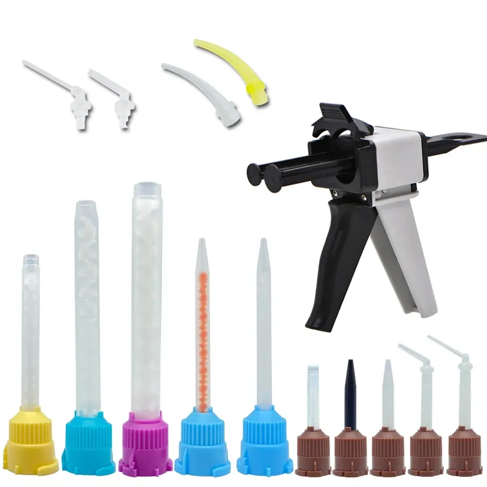 Color: WHITE, Ships From: CN - 50 pieces/batch of dental mixed head printing materials, laboratory denture color tubes, disposable silicone rubber injection