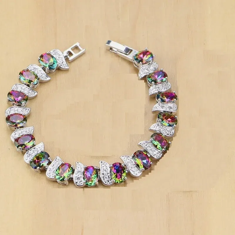 Metal Color: cobalt violet - Fashion Exquisite Color Crystal Inlaid Ladies Charm Bracelet Engagement Wedding Jewelry