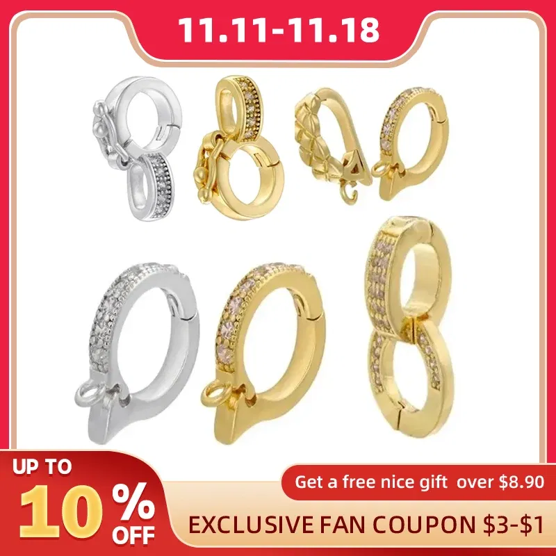 Color: Red - ZHUKOU NEW gold color round hooks for women DIY handmade necklace Jewelry hooks accessories supplies wholesale VK129