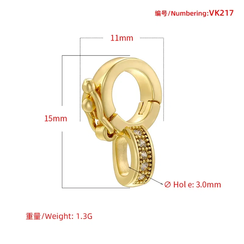 Color: Red - ZHUKOU NEW gold color round hooks for women DIY handmade necklace Jewelry hooks accessories supplies wholesale VK129