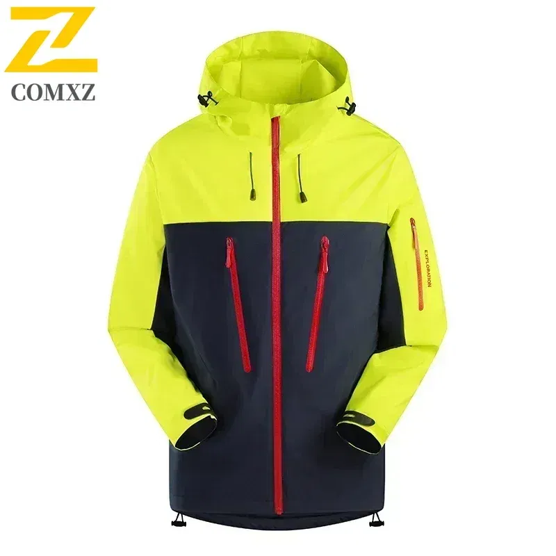 Color: Blue, Size: M - Spring Autumn Men's Windbreaker Fashion Outdoor Mountaineering Travel Windproof Waterproof Hooded Jacket Slim Fit Versatile Coat
