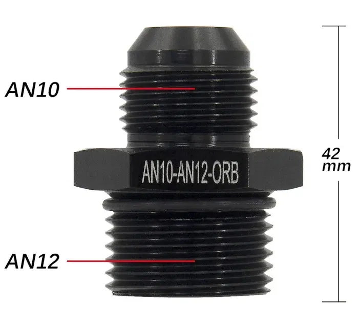 Color: Yellow - Aluminum Straight Adapter Oil Cooler Fitting AN10 To M16*1.5, AN10 To M18*1.5,AN8 AN10 To M12*1.25