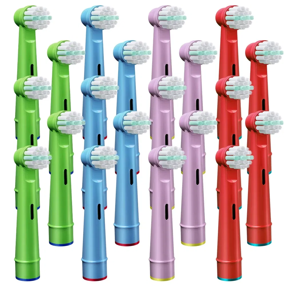 Color: WHITE - Electric Toothbrush Replacement Heads Compatible with Kids Oral B Braun Soft Bristles and Small Brush Heads for Sensitive Teeth
