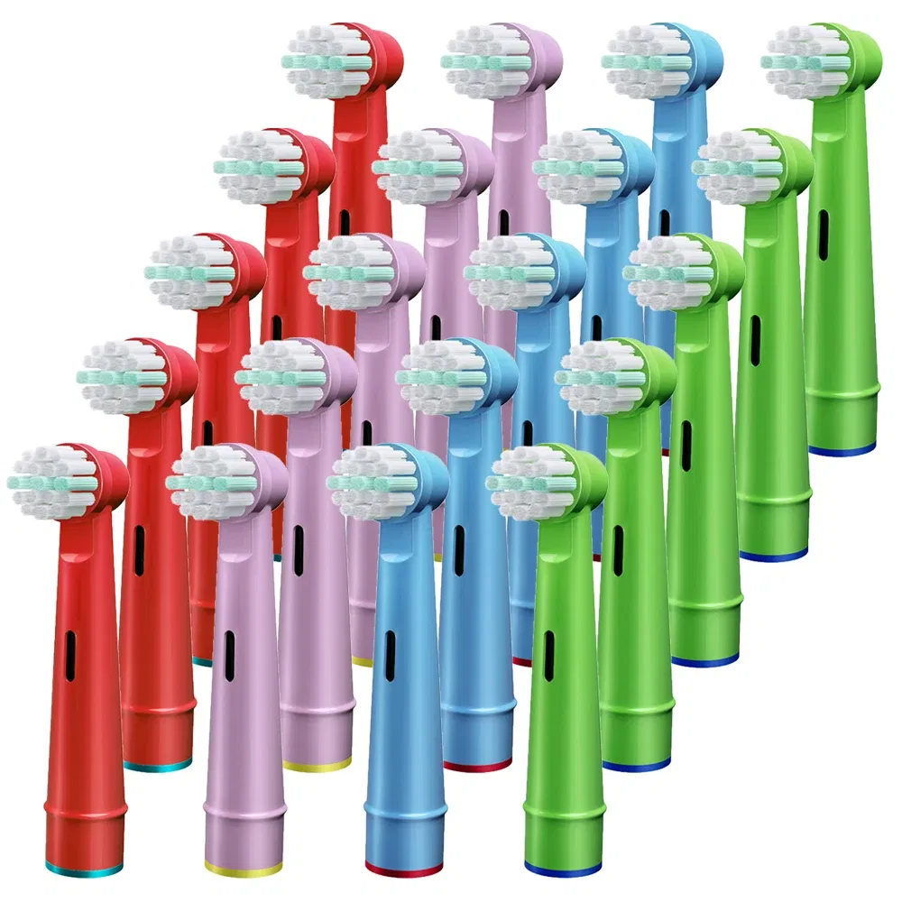 Color: WHITE - Electric Toothbrush Replacement Heads Compatible with Kids Oral B Braun Soft Bristles and Small Brush Heads for Sensitive Teeth