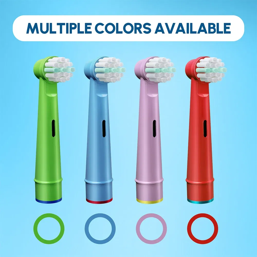 Color: WHITE - Electric Toothbrush Replacement Heads Compatible with Kids Oral B Braun Soft Bristles and Small Brush Heads for Sensitive Teeth