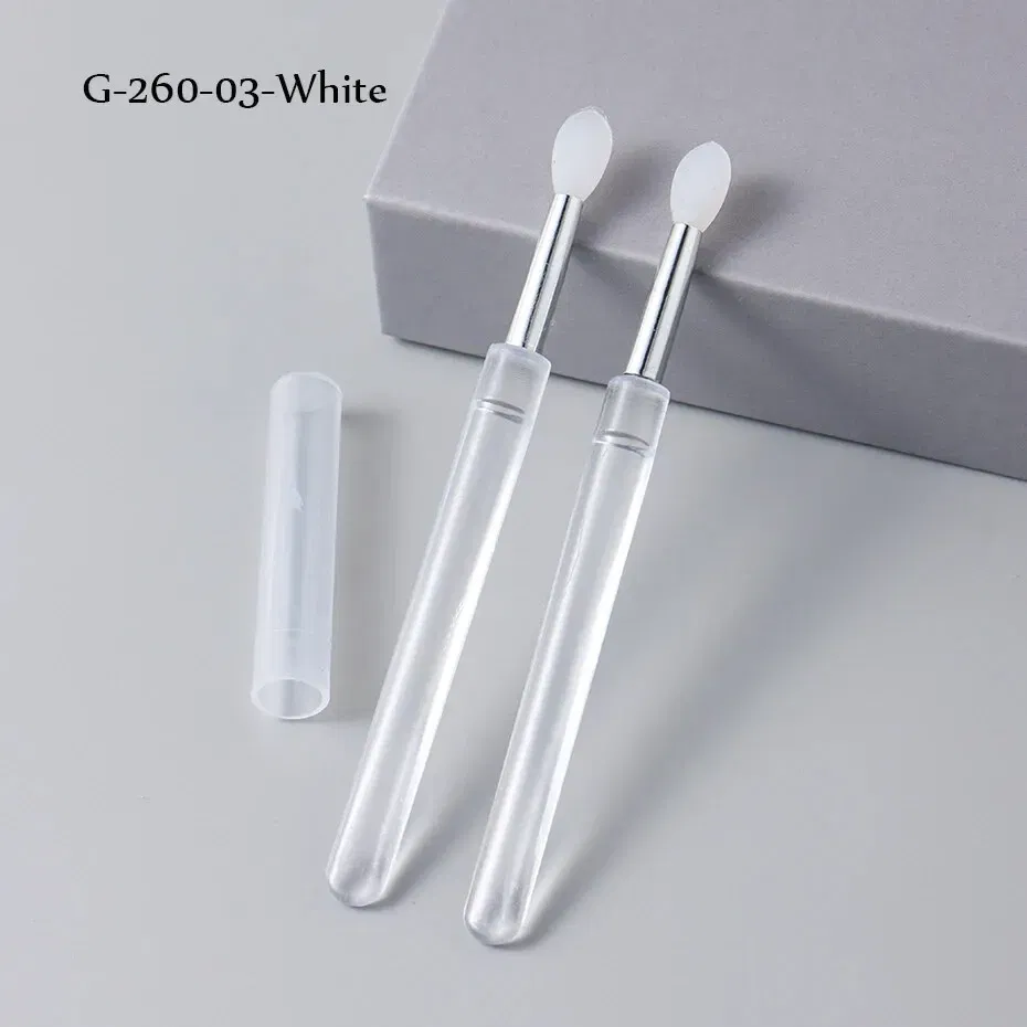 Color: WHITE - Silicone Applicator Sticks Nail Art Reusable Mirror Chrome Effect Glitter Applying Manicure Tool Pigment Silicone Nail Brush