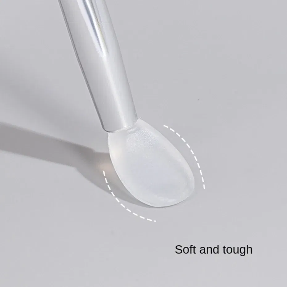 Color: WHITE - Silicone Applicator Sticks Nail Art Reusable Mirror Chrome Effect Glitter Applying Manicure Tool Pigment Silicone Nail Brush