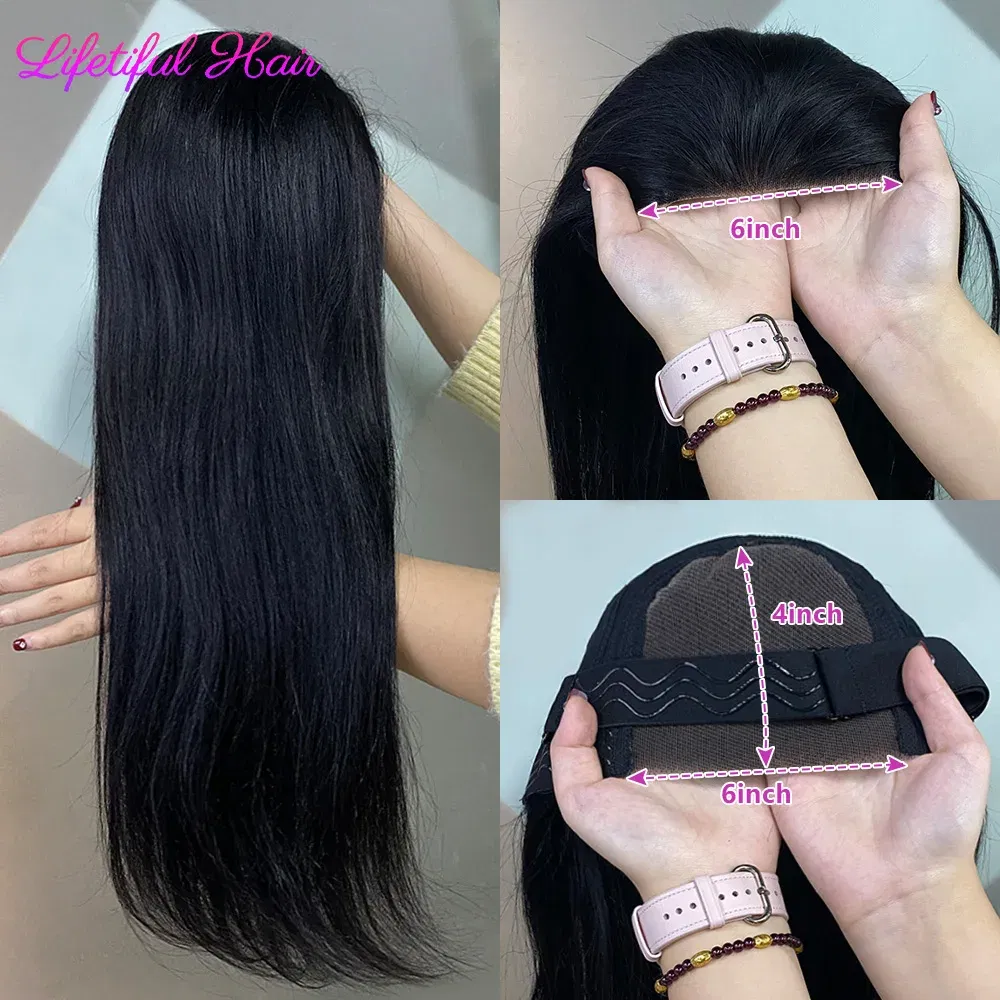 Hair Color: #1B, Density: 200%, Ships From: CHINA, Stretched Length: 20inches - 32 Inch 6x4 Bone Straight Human Hair Wigs Glueless Wig Human Hair Ready To Wear Pre-cut Brazilian 100% Human Hair Wigs For Women
