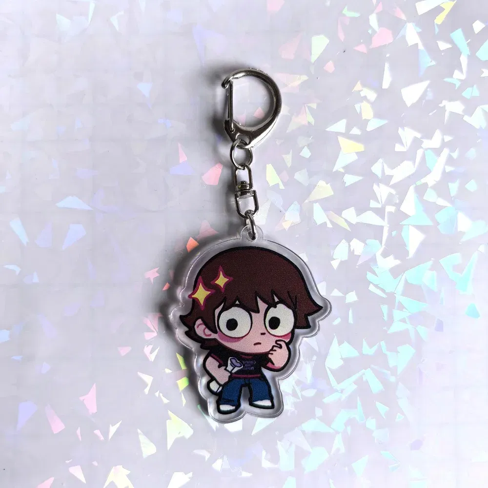 Color: Dark Grey, Size: 6 cm - Crooked boy Scott Pilgrim Takes Off acrylic keychain birthday gift for boys and girls