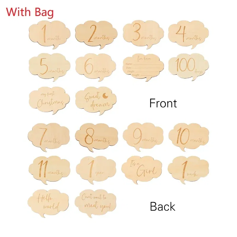 Color: Dark Khaki, Ships From: CHINA - Baby Balloon Milestone Number Monthly Memorial Month Card Newborn Baby Wooden Engraved Age Photography Accessories Birthing Gift