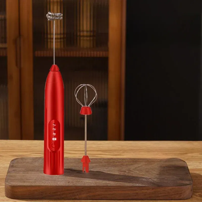 Color: Orange - 2-in-1 multi-function USB Rechargeable Electric Egg Beater Baking Mixer Milk Frother Kitchen Gadgets Coffee Stirrer Tools Dining