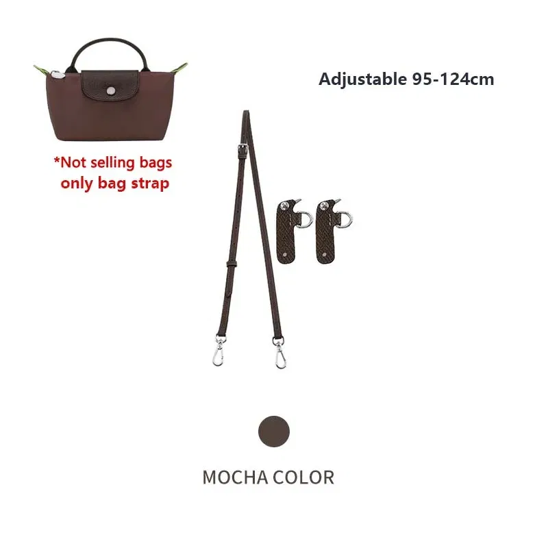 Color: Dark Brown, Size: 3/8" - Cow Leather Replacement Crossbody Bag Strap Fit for Longchamp 2025 Mocha Moka mini shoulder strap without punching modification