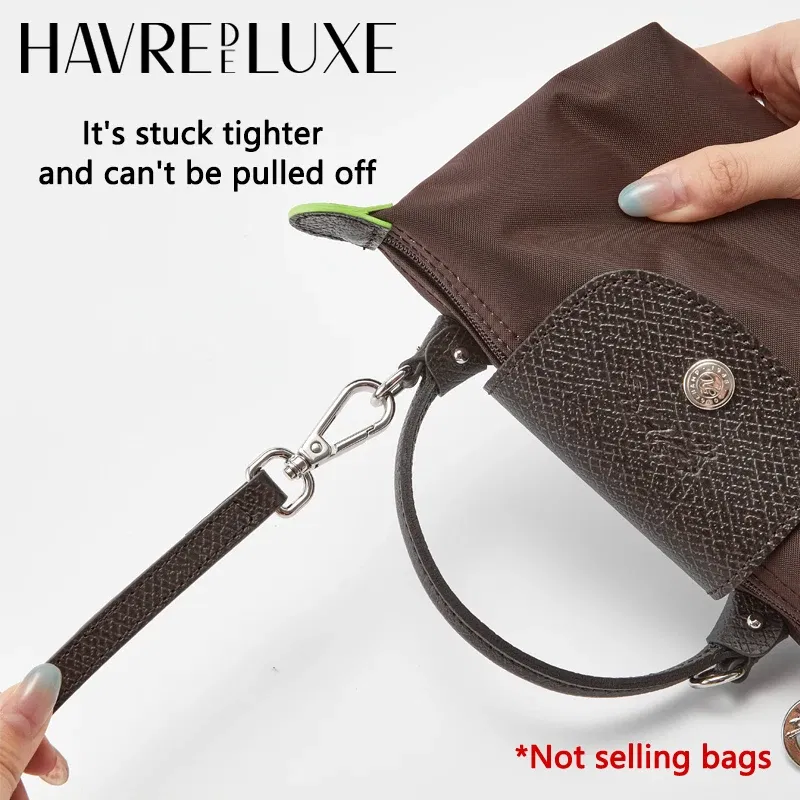 Color: Dark Brown, Size: 3/8" - Cow Leather Replacement Crossbody Bag Strap Fit for Longchamp 2025 Mocha Moka mini shoulder strap without punching modification