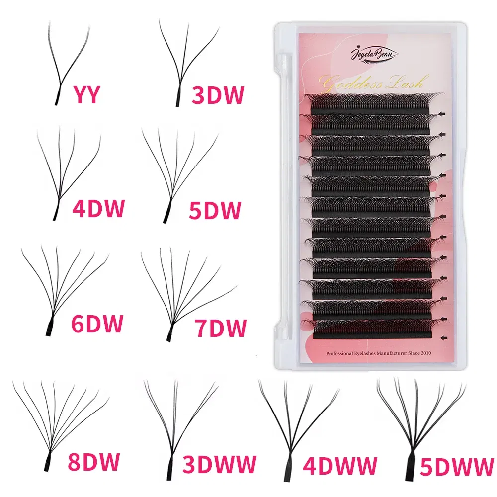 Color: Rose Red, Curl: D, Thickness: 0.07mm, Length: 17mm, Ships From: CHINA - Goddess 3D/4D/5D/6D/7D/8D W Shape lashes 4D Premade Fan Lash Extensions 0.07 C/D Curl Natural Soft High Quality Idividual Lashes
