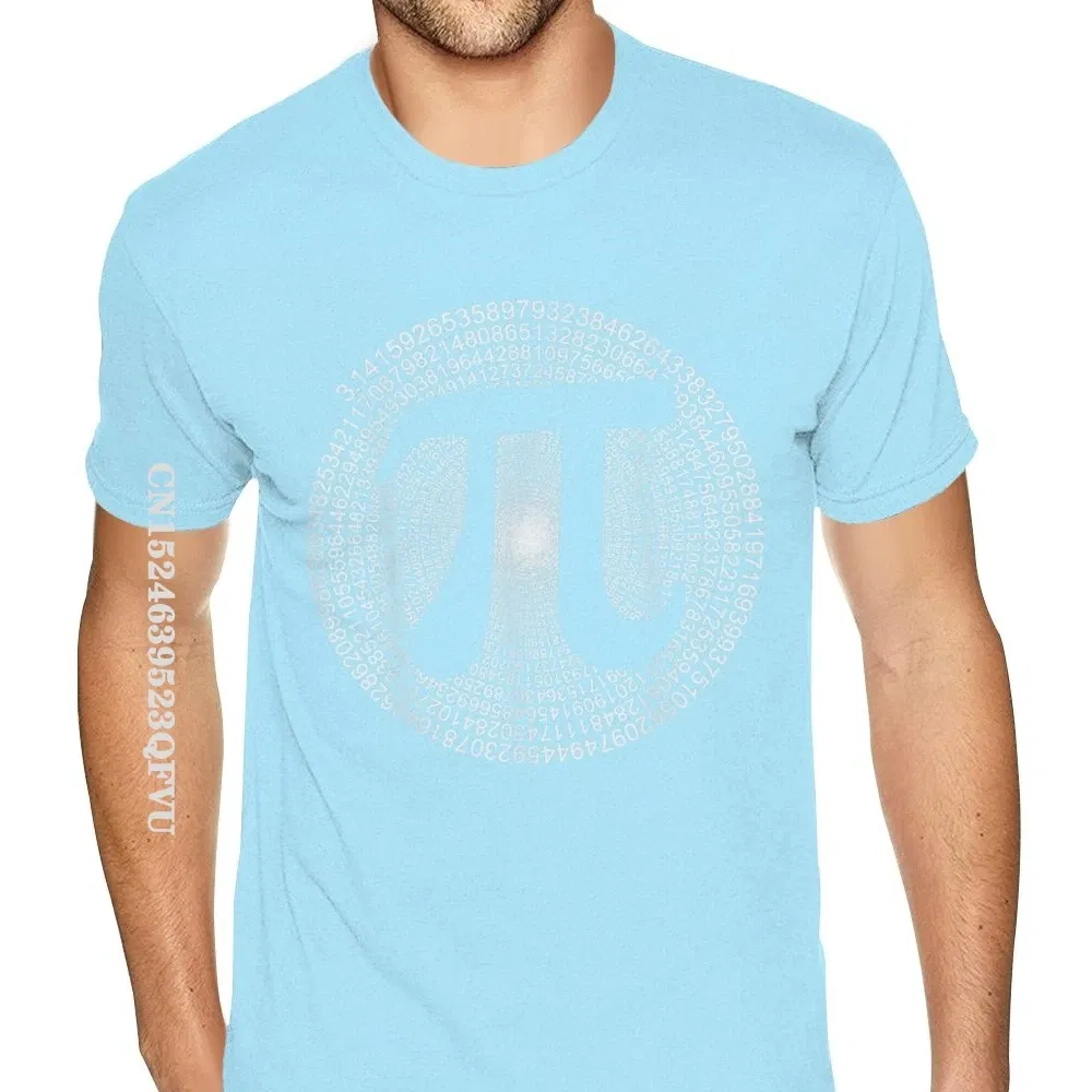 Color: SKY BLUE, Size: XXL - Classic Pi T Shirt 3,14 Pi Number Symbol Math Science Gift Tee Shirts For Men Make Your Own Soft Cotton HipHop Print Tee