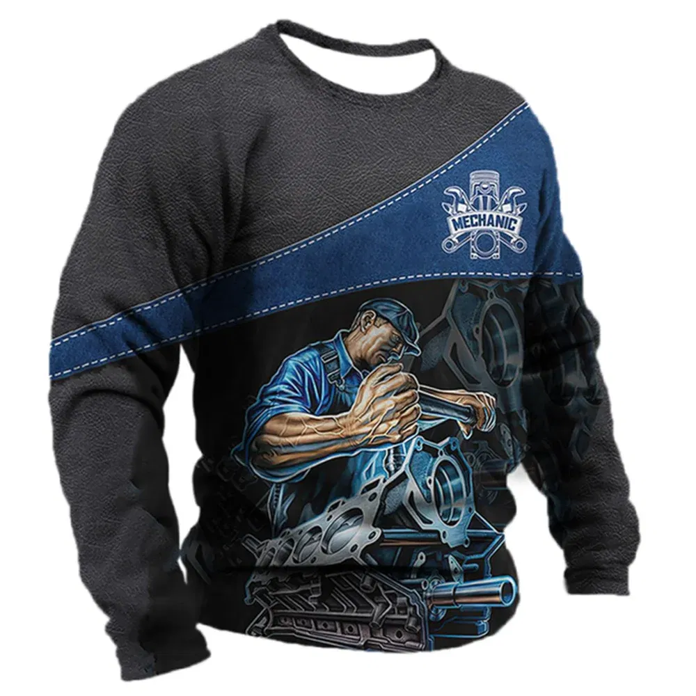 Color: Lavender, Size: XXL - Men's T -shirt Retro T -shirt Summer clothing personalized name Mechanic mechanic 3D printing 5xl sports shirt long -sleeved